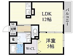 ブリーゼコート 1LDKの間取図画像