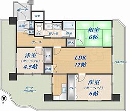 パラツィーナ小阪 3LDKの間取図画像