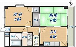 ハイマート新喜多 2DKの間取図画像