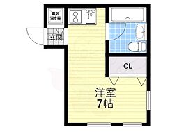 プロシード八戸ノ里 ワンルームの間取図画像