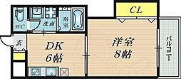 パークサイド高井田 1DKの間取図画像