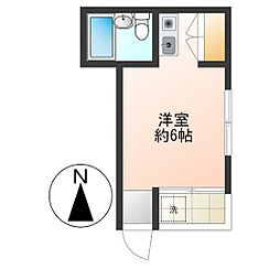 ヒルマハウス ワンルームの間取図画像