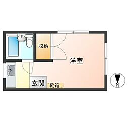 コーポ明和 ワンルームの間取図画像