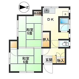 船木荘 2Kの間取図画像