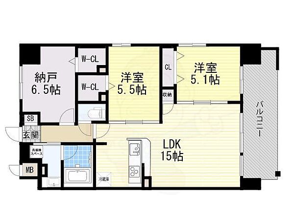 ショウエイ靱 ｜大阪府大阪市西区靱本町３丁目(賃貸マンション2SLDK・3階・70.00㎡)の写真 その2