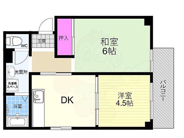 ライトテラス21 ｜大阪府大阪市西区千代崎１丁目(賃貸マンション2DK・4階・40.00㎡)の写真 その2