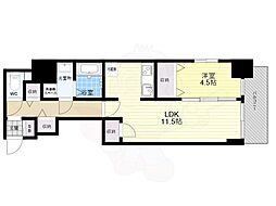 S-RESIDENCE阿波座bouncy 1LDKの間取図画像