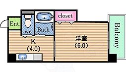 ピジェブラン九条 1Kの間取図画像