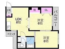 向井ビルディング 2DKの間取図画像