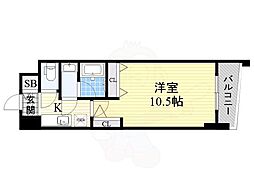 カスタリアタワー肥後橋 1Kの間取図画像