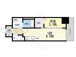 Alivis九条 1LDKの間取図画像
