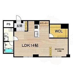 ラクメンビル ワンルームの間取図画像