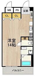 ラクメンビル ワンルームの間取図画像