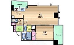 クロスレジデンス大阪新町 1LDKの間取図画像