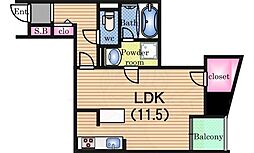 シーズ本町南 ワンルームの間取図画像