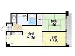 エスポアール江戸堀 2DKの間取図画像