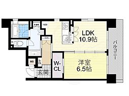 リーガル四ツ橋2 1LDKの間取図画像