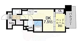 コンフォリア・リヴ本町WEST 1DKの間取図画像
