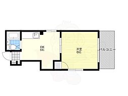 シティビラ佐々木 1DKの間取図画像