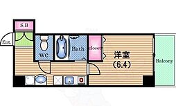 フォーシーズン北堀江 1Kの間取図画像