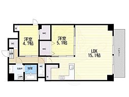 ブエナビスタ阿波座タワー 2LDKの間取図画像