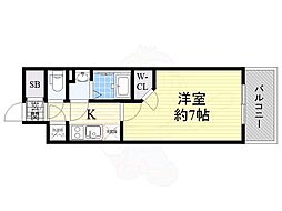 エスリード九条スタシオン 1Kの間取図画像