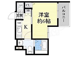 エスリード阿波座ノースプレイス 1Kの間取図画像