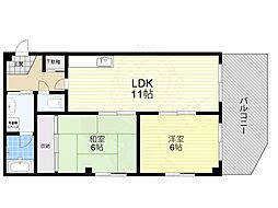 シャンクレール南堀江 2LDKの間取図画像