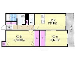 ウエスト江戸堀 2LDKの間取図画像