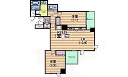 クロスレジデンス大阪新町 2LDKの間取図画像