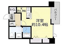 クロスレジデンス大阪新町 ワンルームの間取図画像