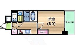 S-RESIDENCE南堀江 1Kの間取図画像