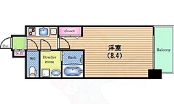 プランドール江戸堀レジデンス 1Kの間取図画像