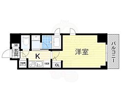 QCフラット北堀江 1Kの間取図画像