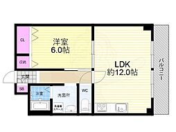 リバスマンション 1LDKの間取図画像