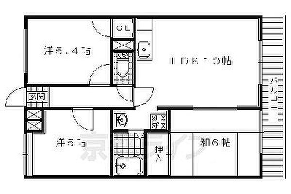 エトワール・ショウ 303｜京都府京田辺市田辺辻(賃貸マンション3LDK・3階・61.11㎡)の写真 その2