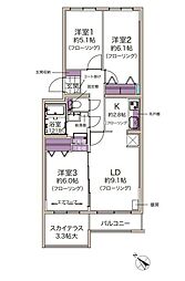 メゾンドルチェ22番館 3LDKの間取図画像
