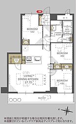 シャンボール円山北町・第2 3LDKの間取図画像