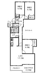 メゾンドルチェ北野 3LDKの間取図画像
