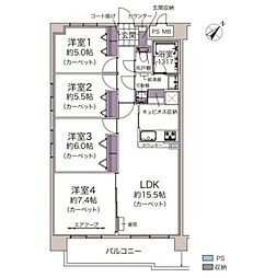 朝日プラザ東札幌3 4LDKの間取図画像