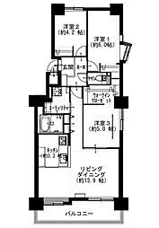 スプリングハイムウェストヒル 3LDKの間取図画像