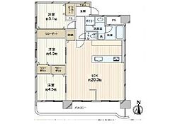 ライオンズマンション山鼻第3 3LDKの間取図画像