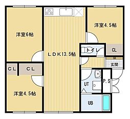 レジデンス山の手 3LDKの間取図画像