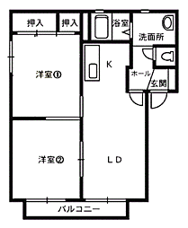 クリエイトシティ創建E 2LDKの間取図画像