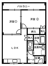 ウィステリアハウス 2LDKの間取図画像