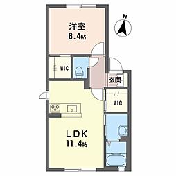 シャーメゾンさくら2 1LDKの間取図画像