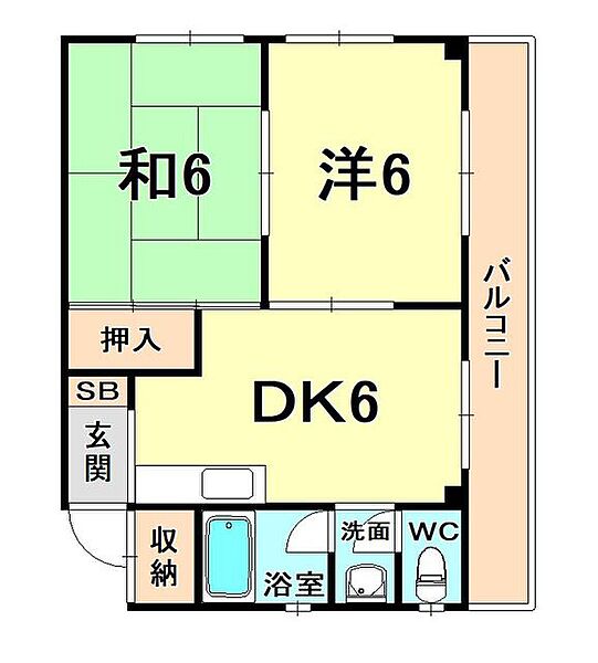 ドミール夙川 201｜兵庫県西宮市松生町(賃貸マンション2DK・2階・41.92㎡)の写真 その2