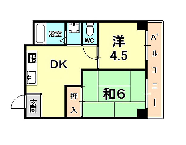 中尾ビル 301｜兵庫県西宮市室川町(賃貸マンション2DK・3階・36.40㎡)の写真 その2