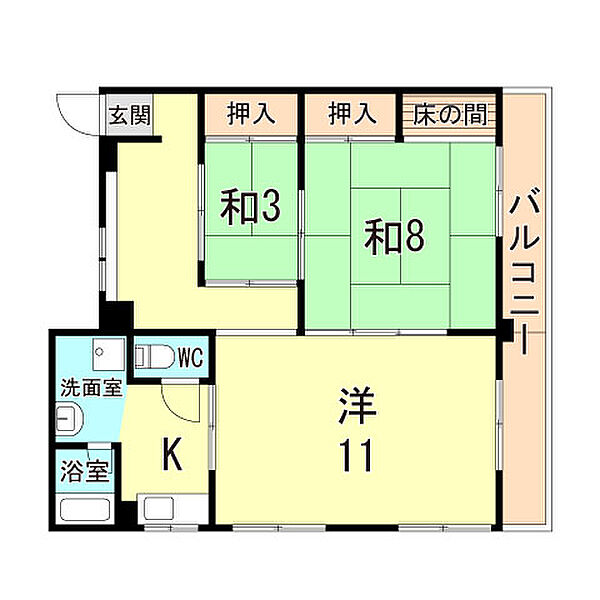 日東ビル 402｜兵庫県西宮市南越木岩町(賃貸マンション2LDK・3階・59.00㎡)の写真 その2