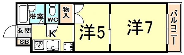 ガーデン西宮 202｜兵庫県西宮市高木西町(賃貸アパート2K・2階・28.00㎡)の写真 その2